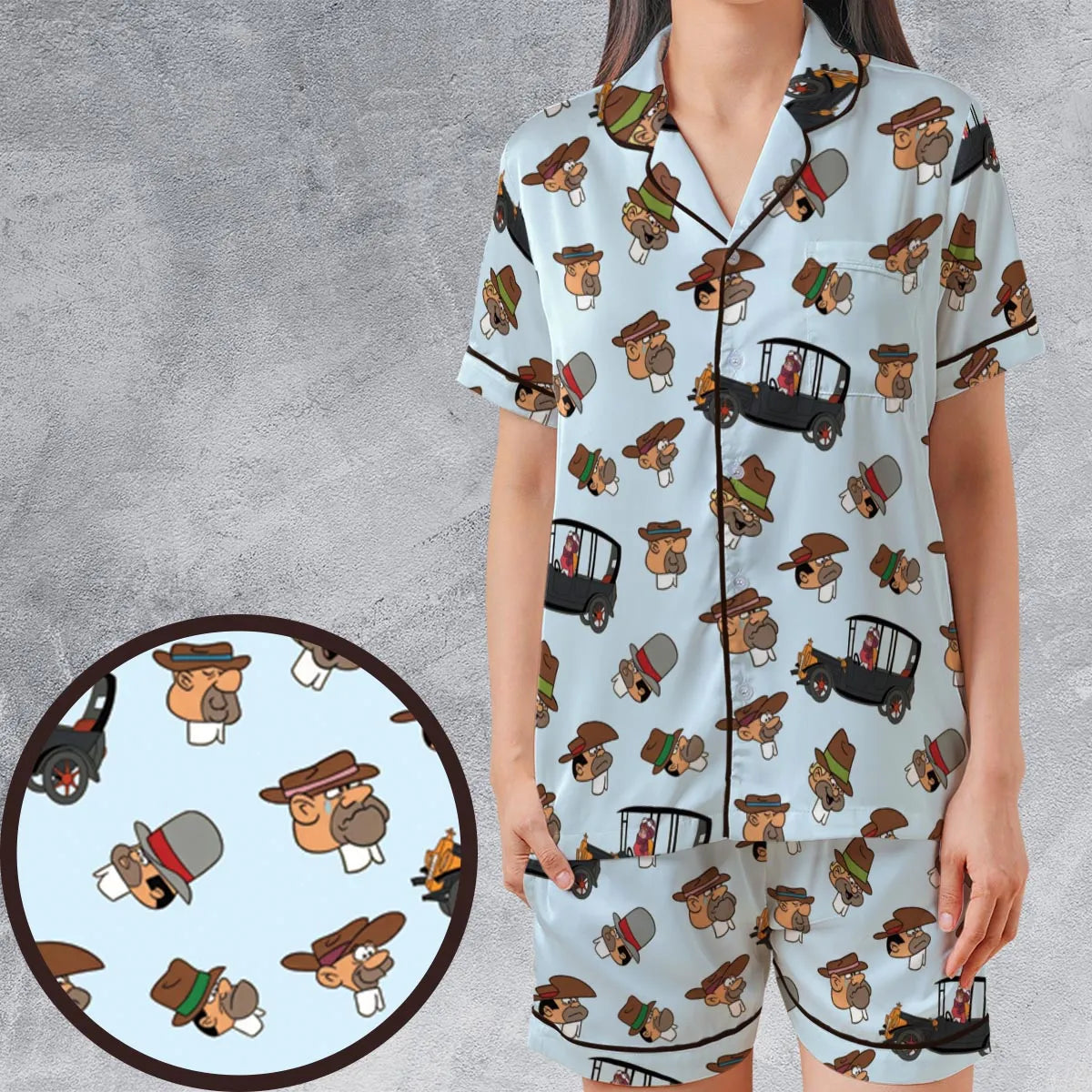 Satin Short-Sleeve Pajamas Set - 6MDE5XEY