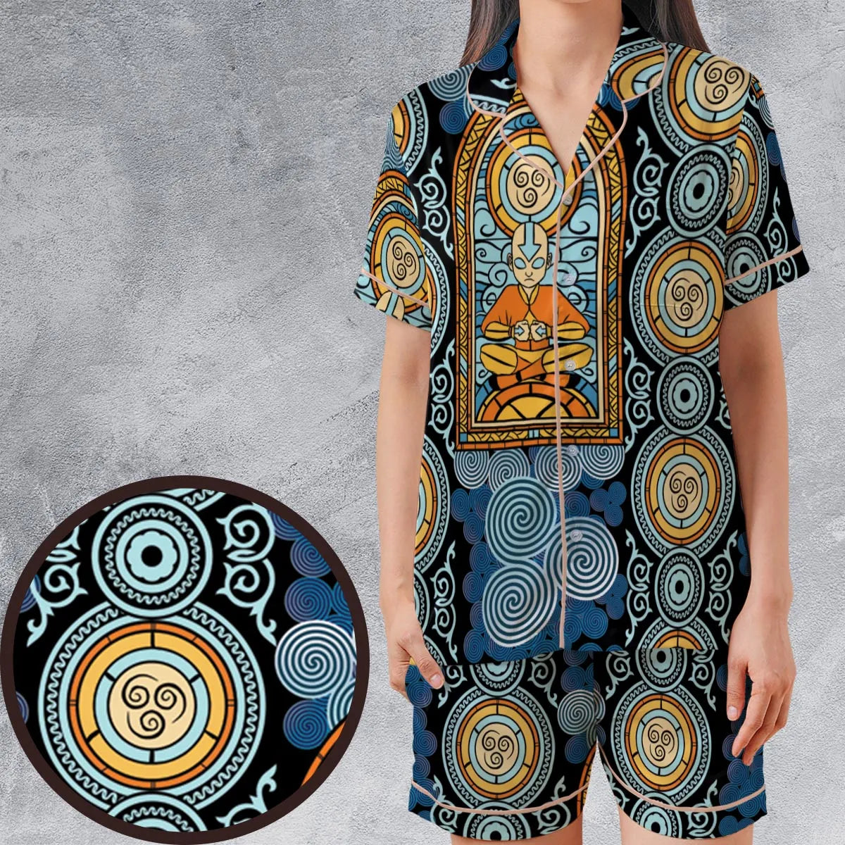 Satin Short-Sleeve Pajamas Set - MPWV5RZ9