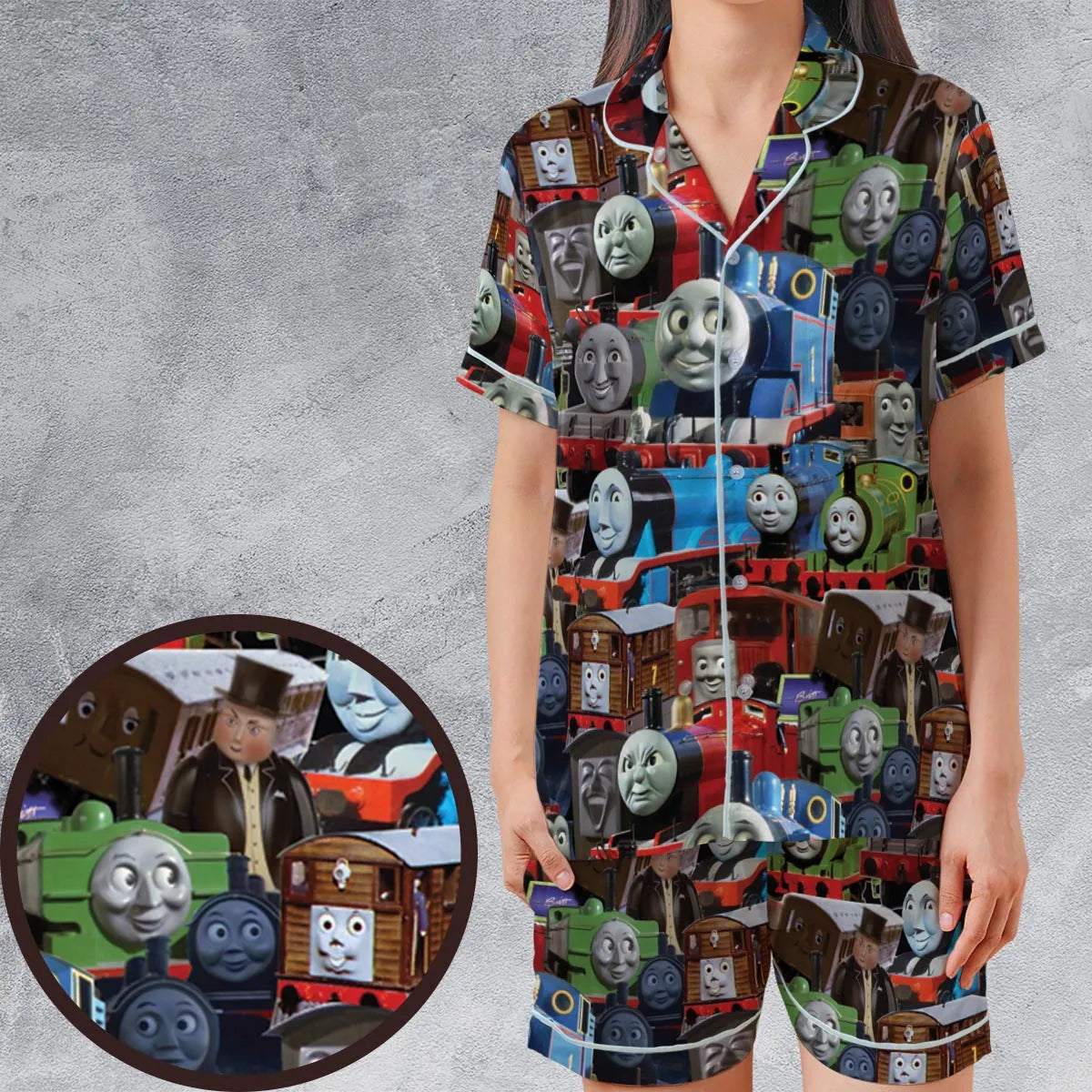 Satin Short-Sleeve Pajamas Set - BFASDCE3