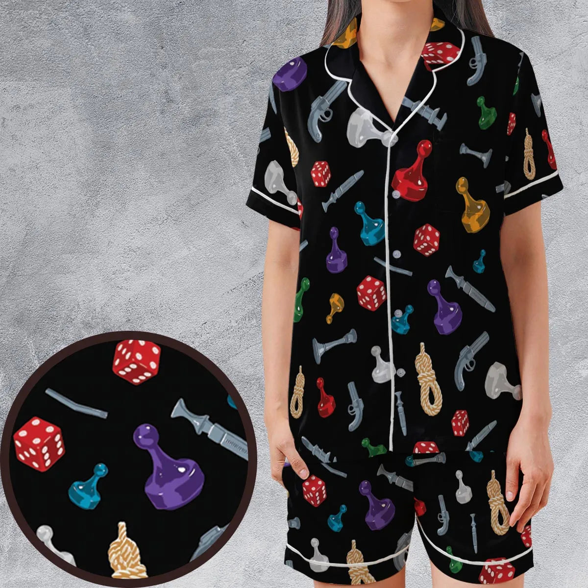 Satin Short-Sleeve Pajamas Set - 98KKDN23