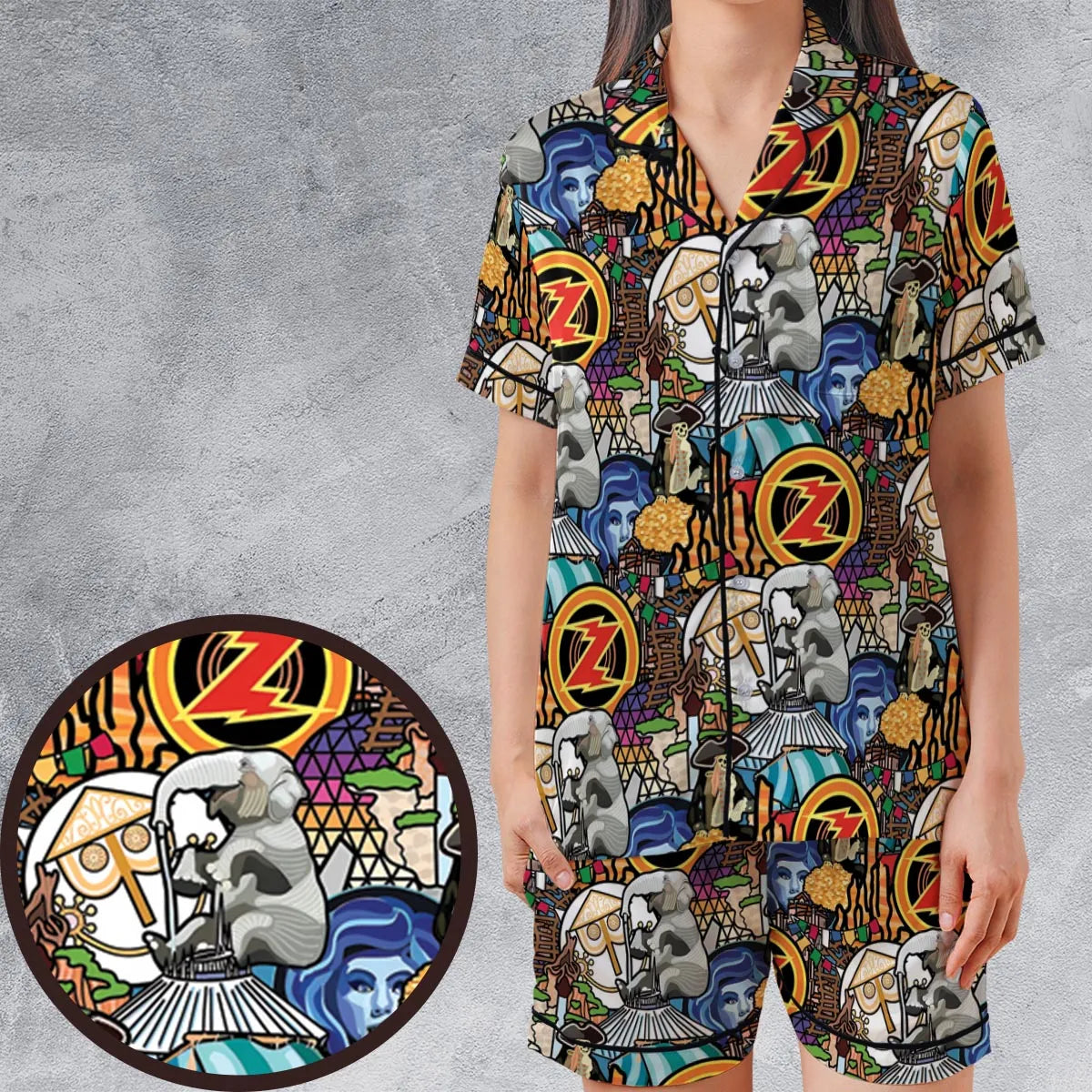 Satin Short-Sleeve Pajamas Set - P4J67K6E