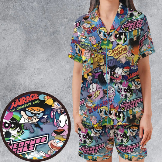 Satin Short-Sleeve Pajamas Set - GRQ4JWQV