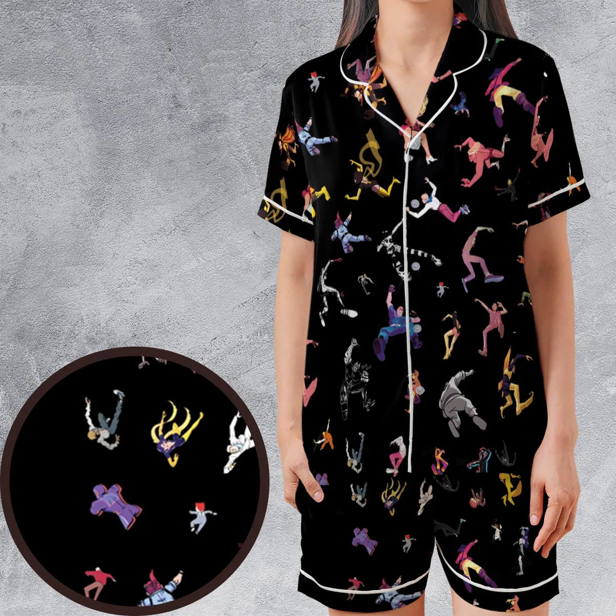 Satin Short-Sleeve Pajamas Set - KHNUWB11