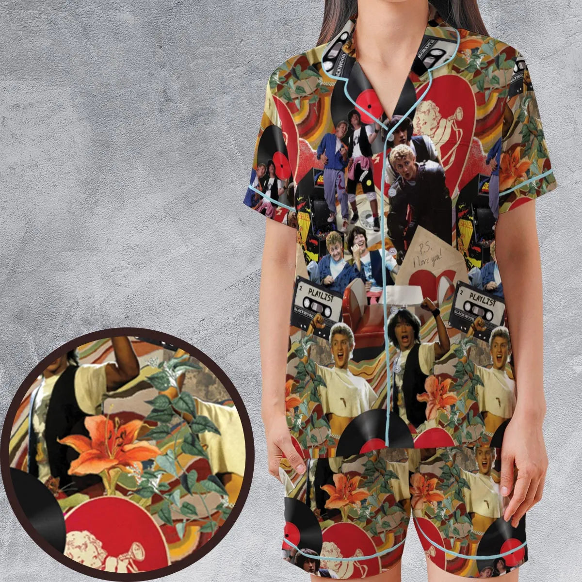 Satin Short-Sleeve Pajamas Set - 2UNUX79V