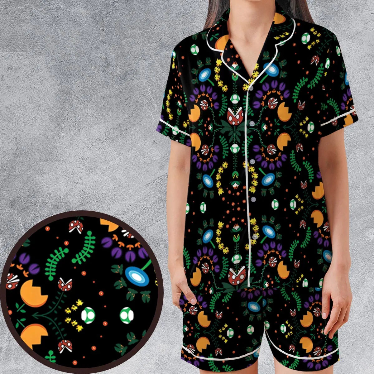 Satin Short-Sleeve Pajamas Set - 6684PAQR