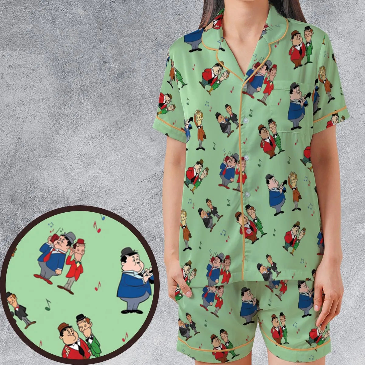 Satin Short-Sleeve Pajamas Set - BP55ZTY5