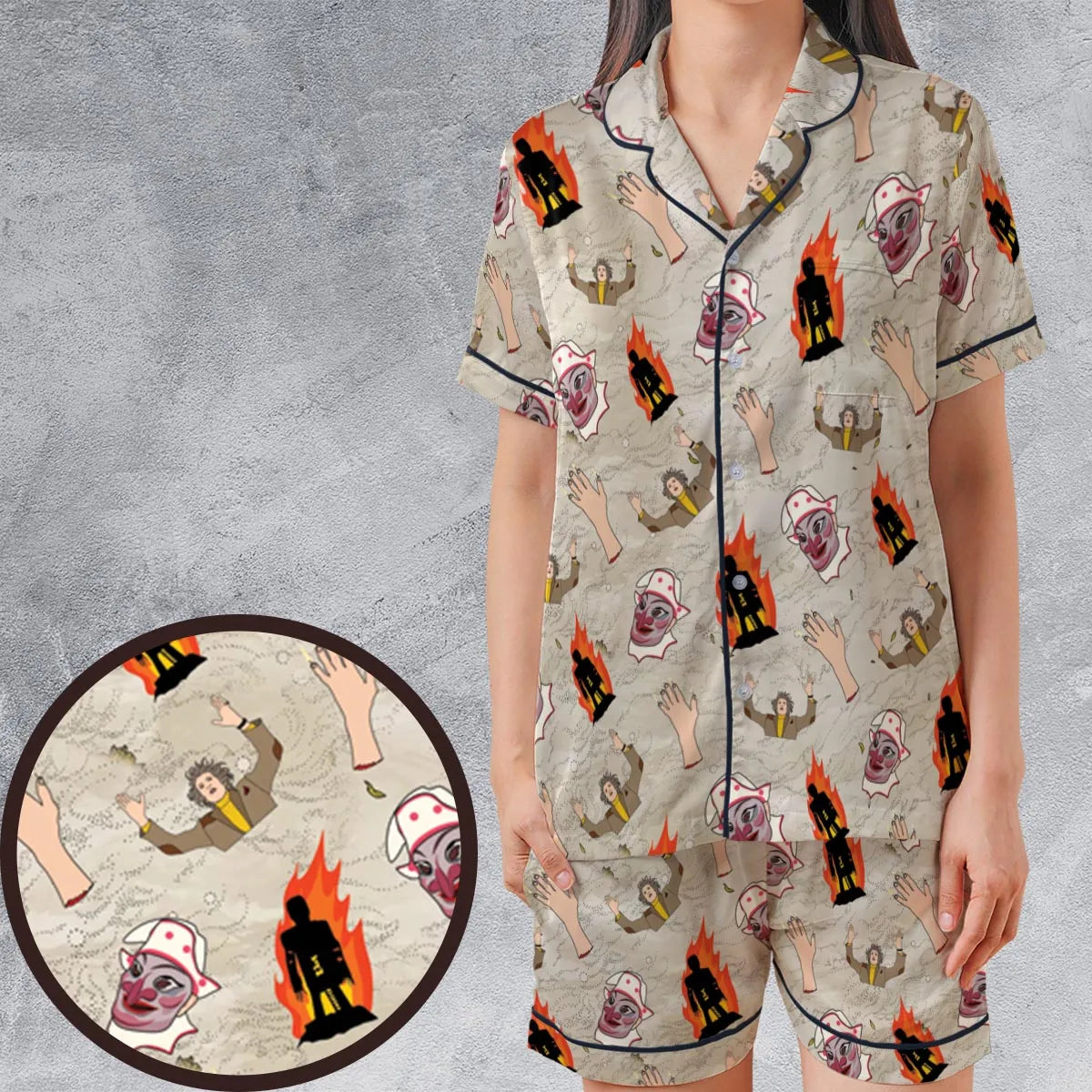 Satin Short-Sleeve Pajamas Set - FRWZAD6Z