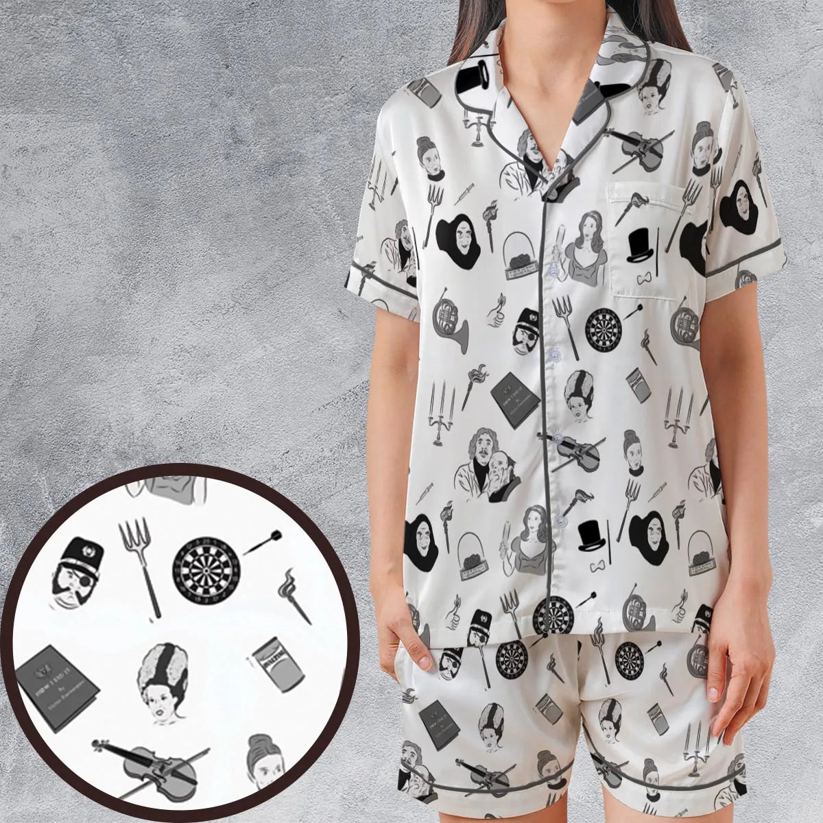 Satin Short-Sleeve Pajamas Set - R1HNUF1W