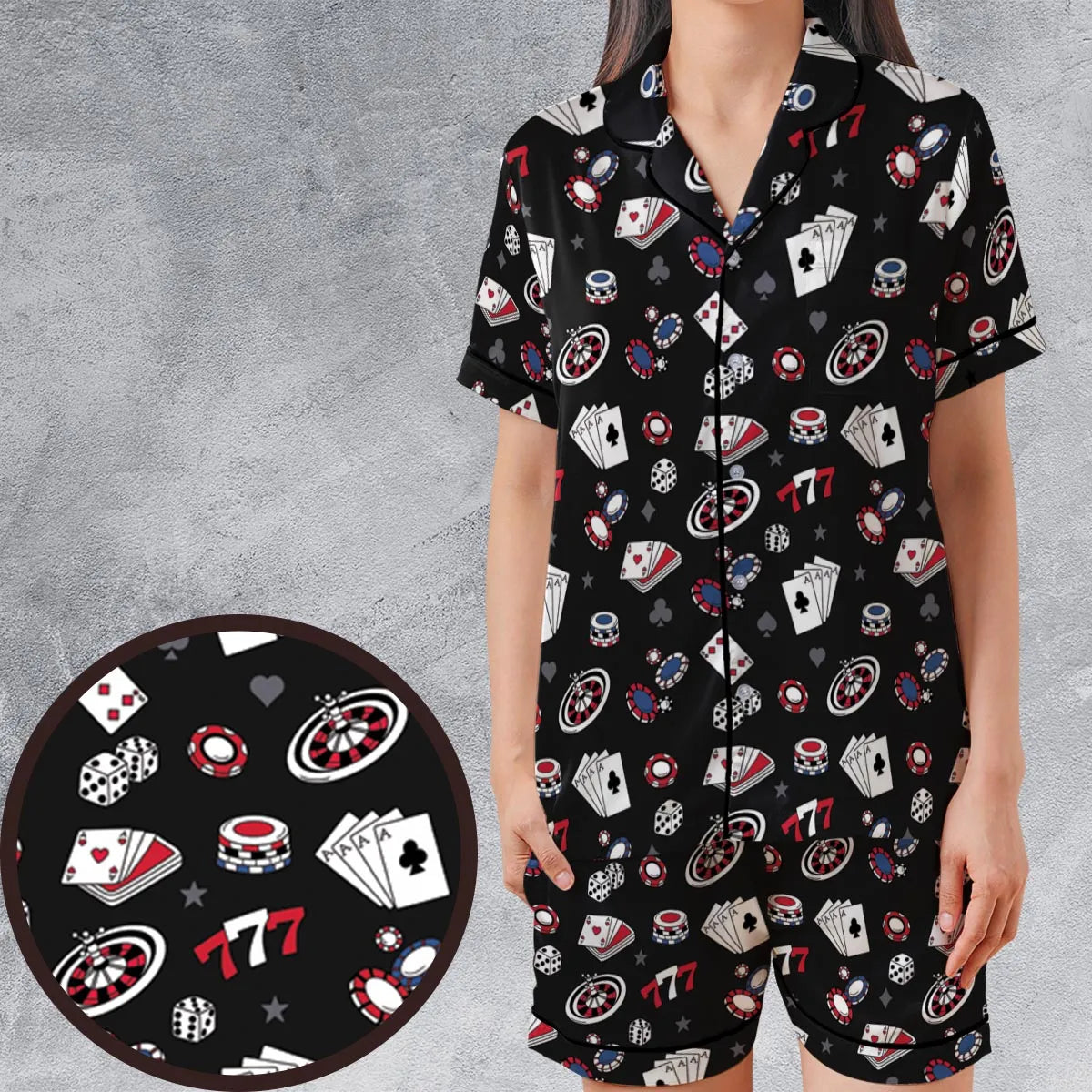 Satin Short-Sleeve Pajamas Set - ZGFB3Z4N