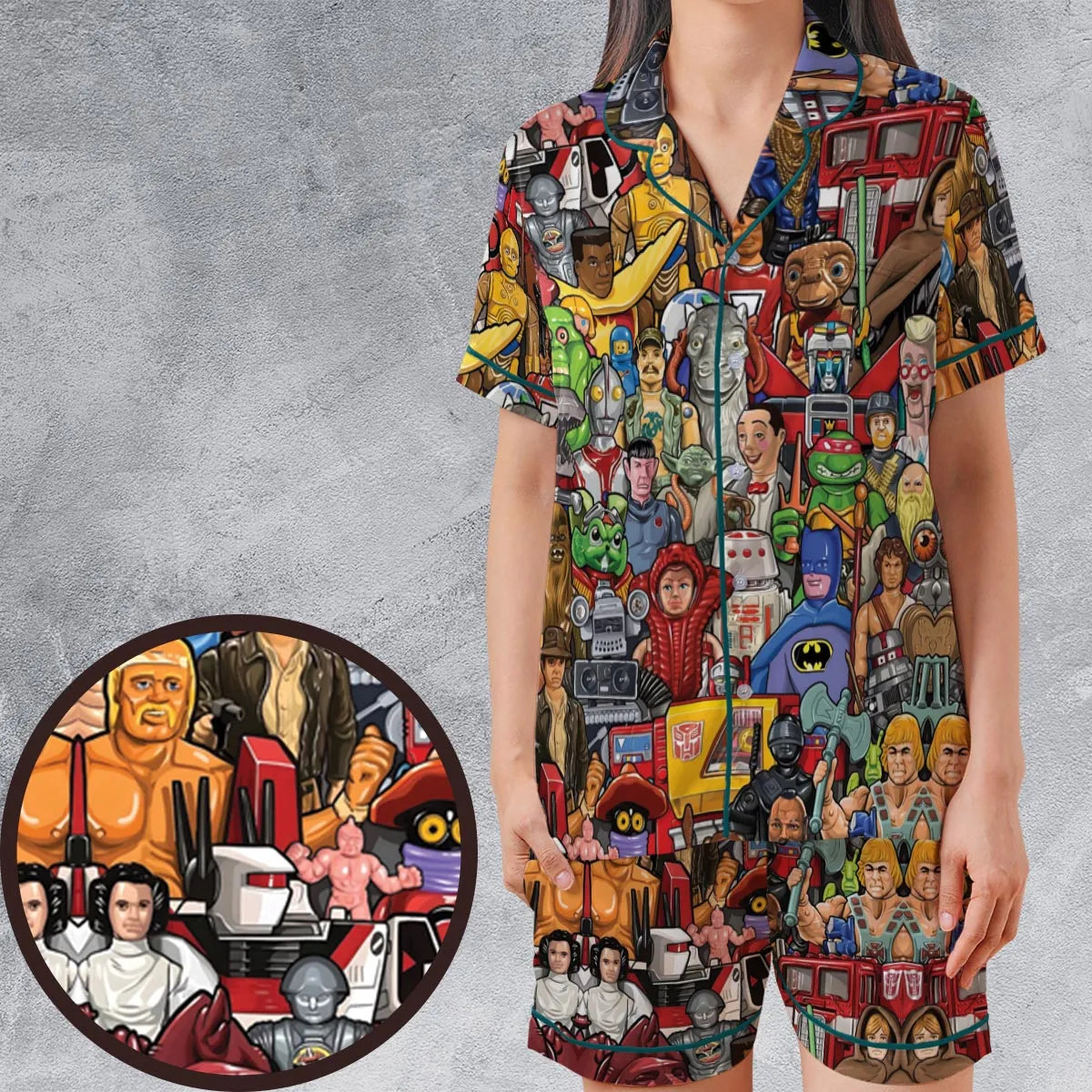 Satin Short-Sleeve Pajamas Set - S64ETK1H