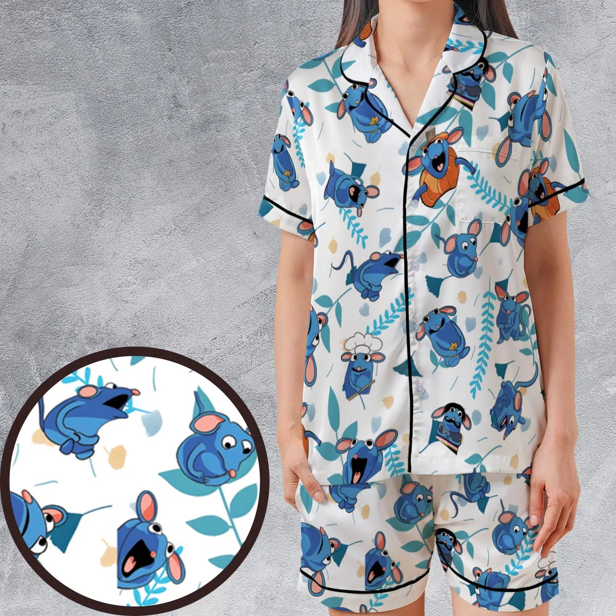 Satin Short-Sleeve Pajamas Set - FWQYMPAQ