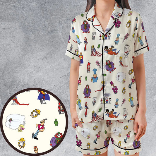 Satin Short-Sleeve Pajamas Set - GY9L3LG3