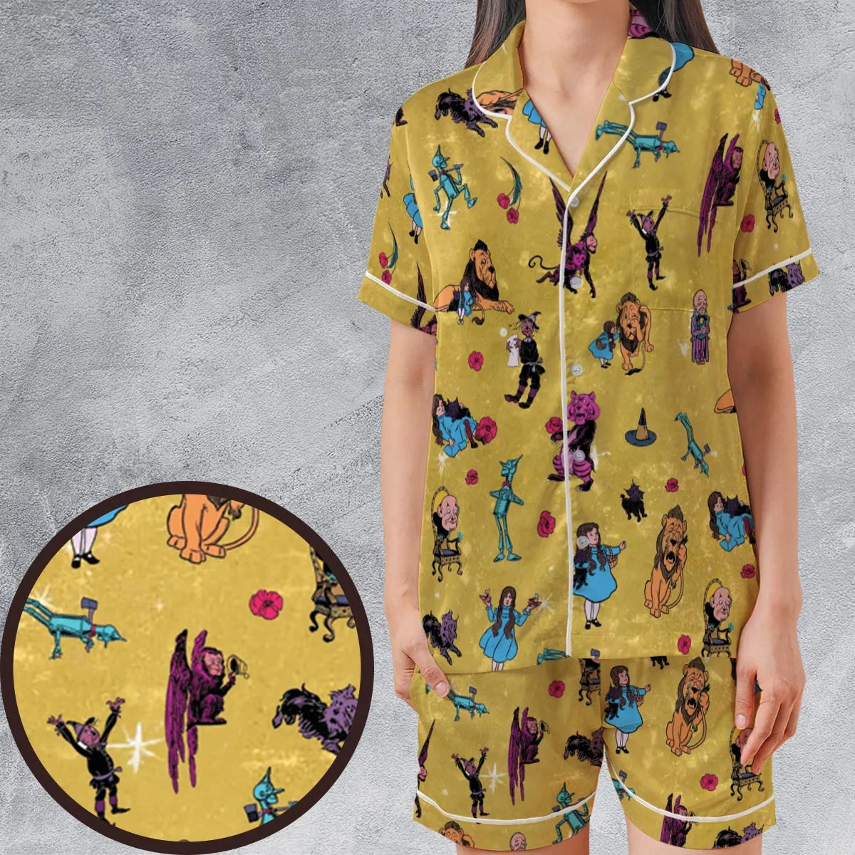 Satin Short-Sleeve Pajamas Set - EQX7MB7B