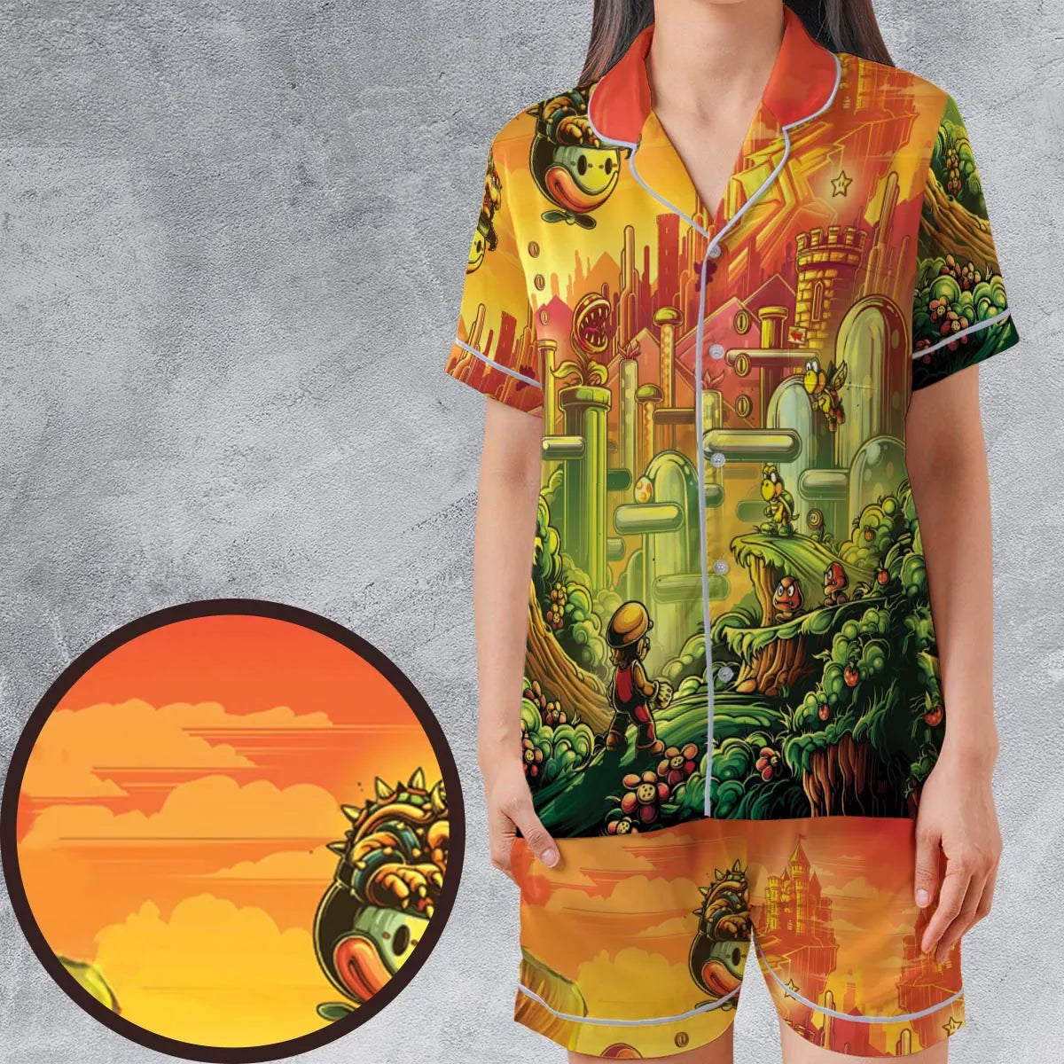 Satin Short-Sleeve Pajamas Set - R51HL9DB