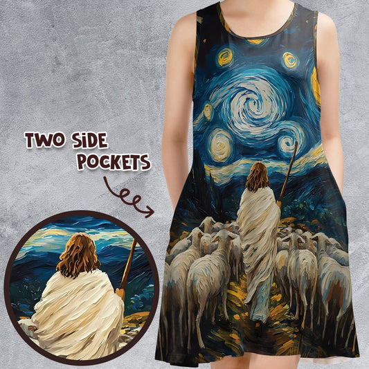 Shepherd Sheep Starry Night -  - 1