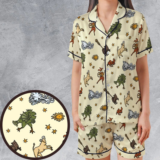 Satin Short-Sleeve Pajamas Set - J1EDMKA4