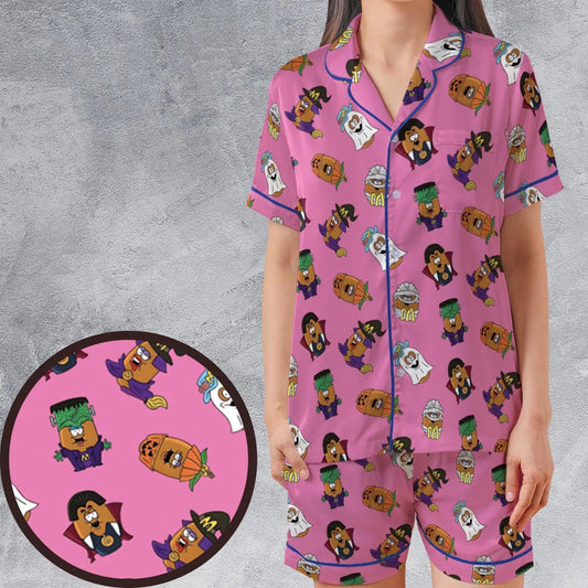 Satin Short-Sleeve Pajamas Set - RWWP7V95