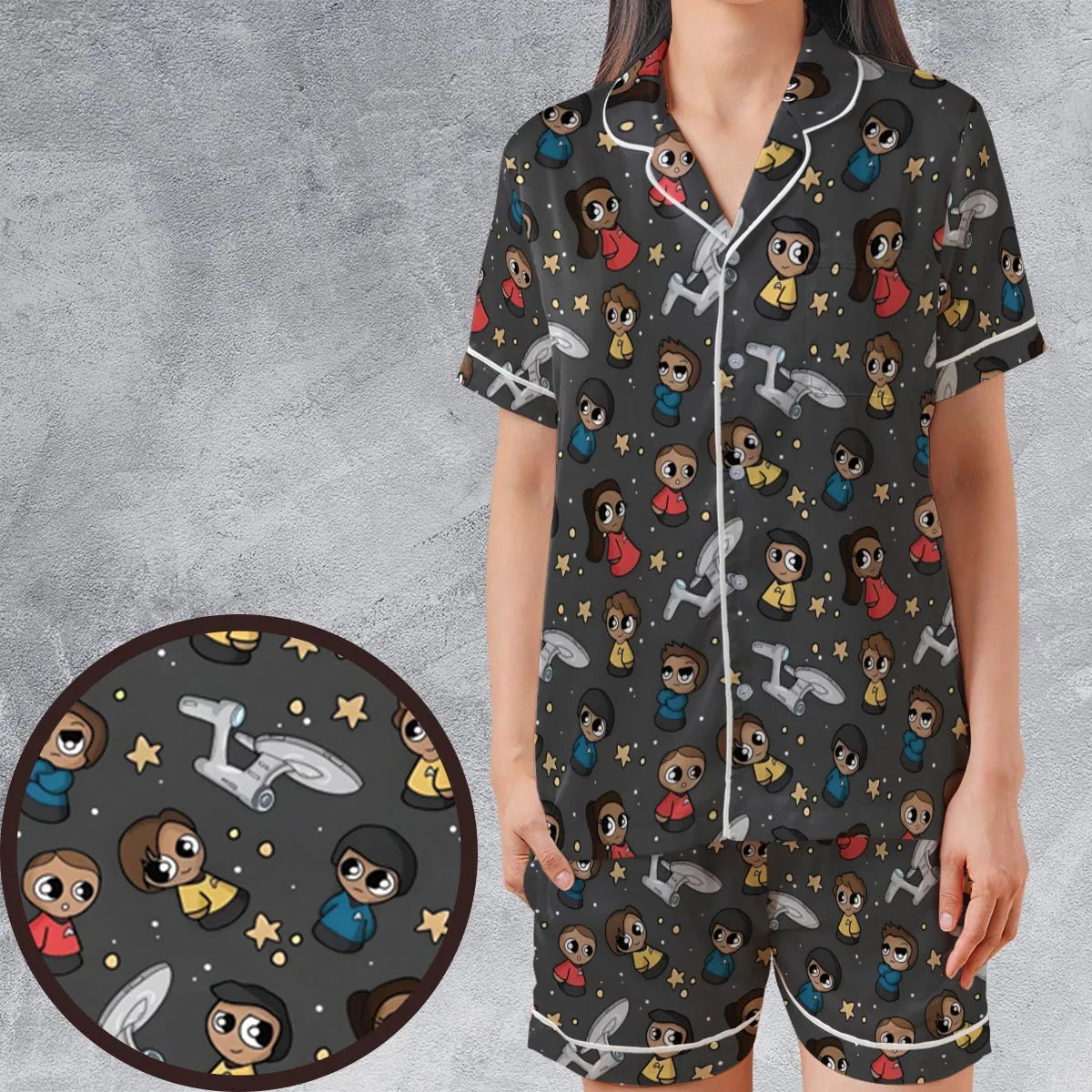 Satin Short-Sleeve Pajamas Set - PB4DUVQL