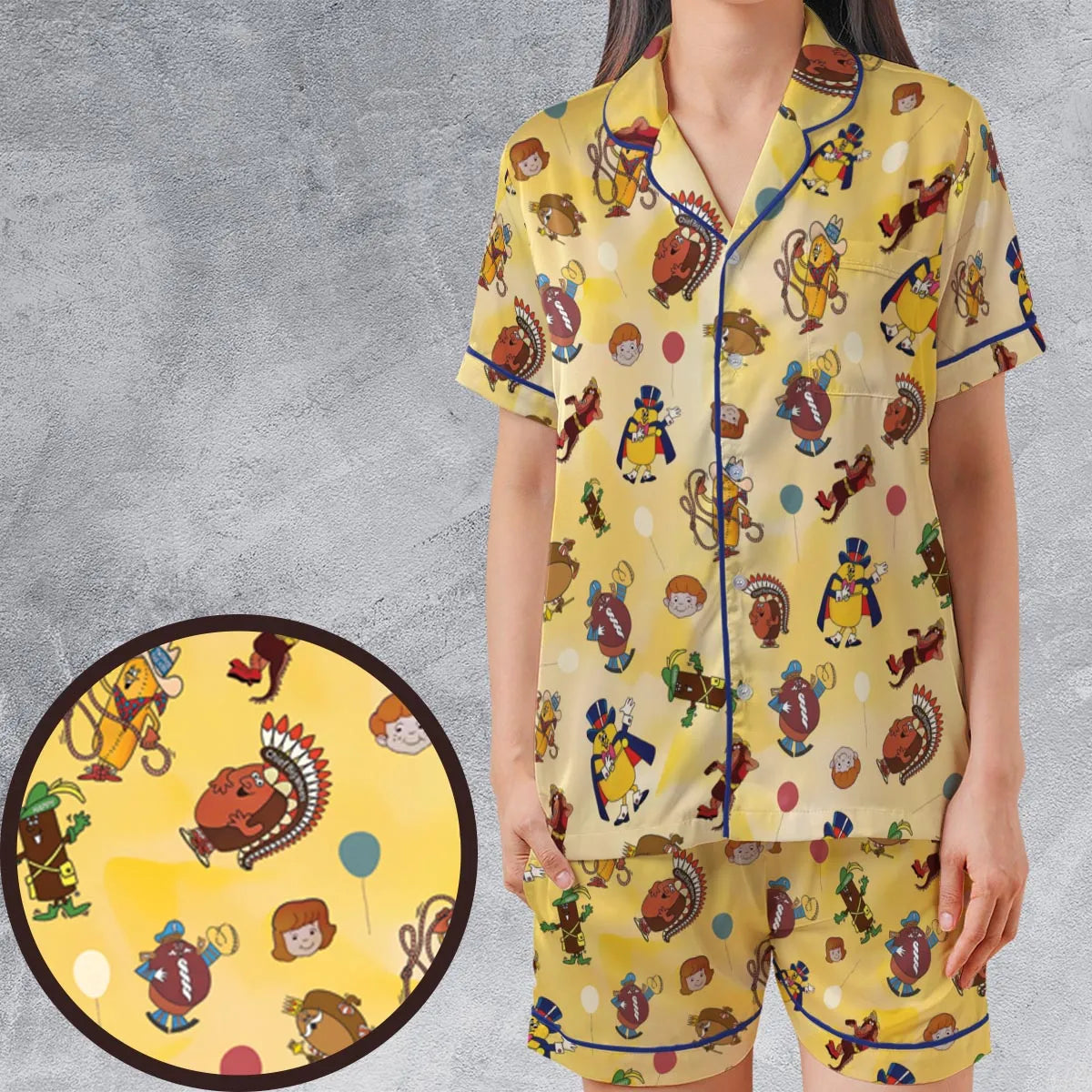 Satin Short-Sleeve Pajamas Set - 5W1HUZD2