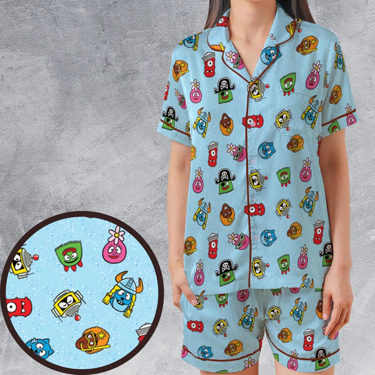 Satin Short-Sleeve Pajamas Set - KX1U9XG8