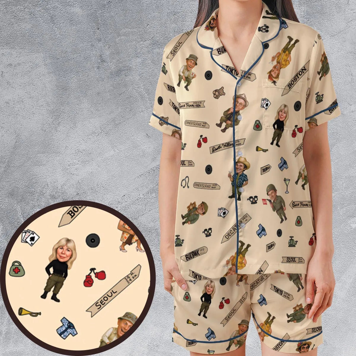 Satin Short-Sleeve Pajamas Set - RXR4H7XS