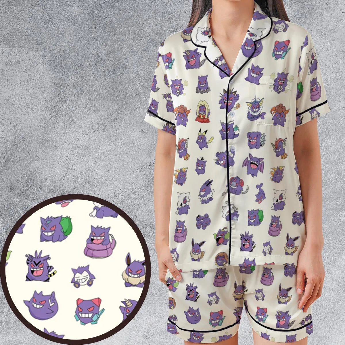 Satin Short-Sleeve Pajamas Set - 459SK3SH
