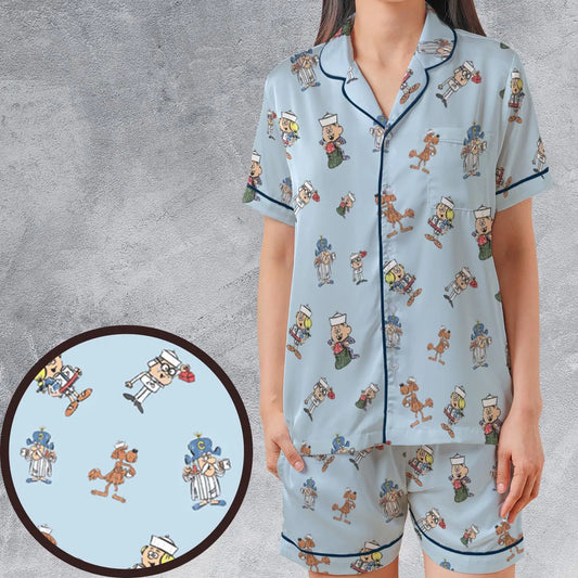 Satin Short-Sleeve Pajamas Set - 6VT8SLKF