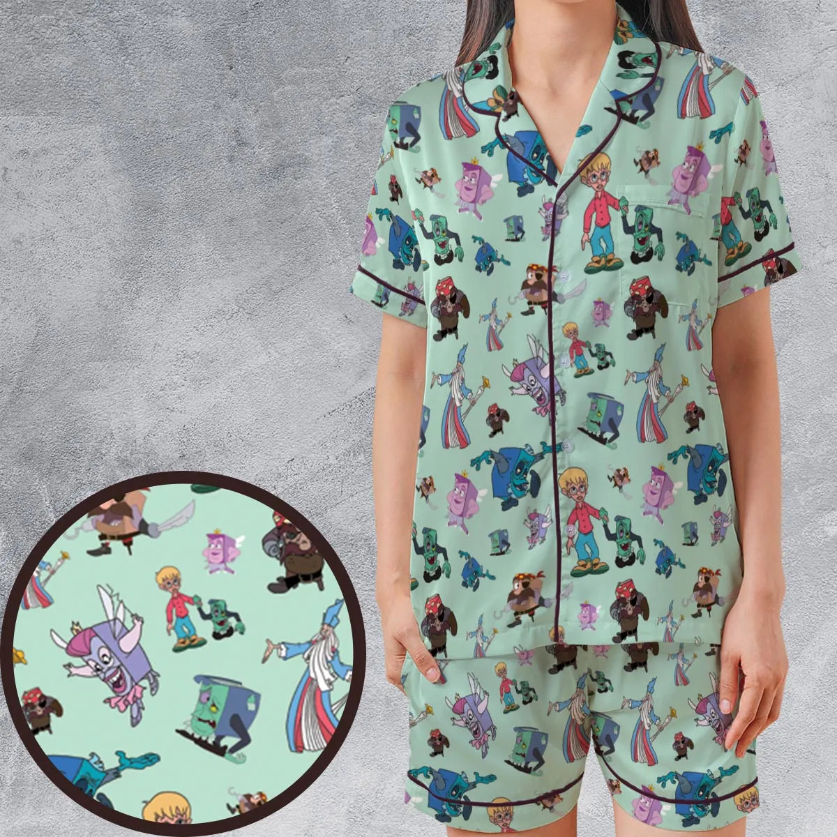 Satin Short-Sleeve Pajamas Set - Z8G13TKY