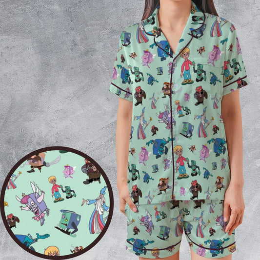 Satin Short-Sleeve Pajamas Set - Z8G13TKY