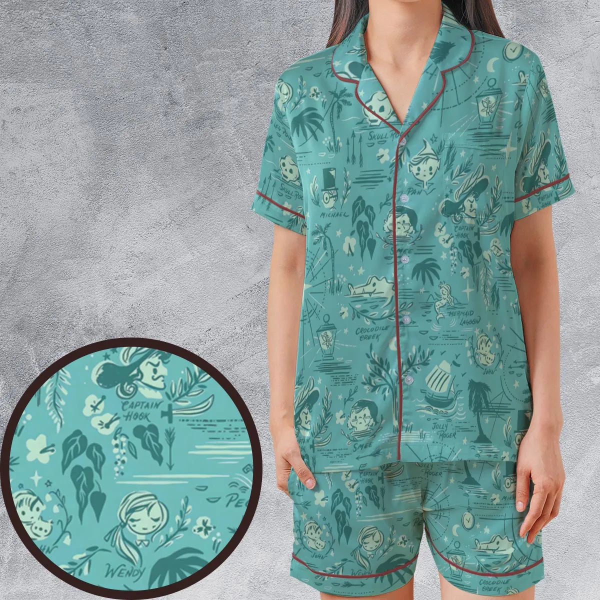 Satin Short-Sleeve Pajamas Set - GCPEYEE4