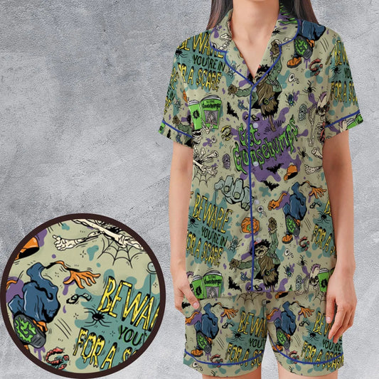 Satin Short-Sleeve Pajamas Set - JLPWHDMK