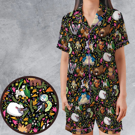 Satin Short-Sleeve Pajamas Set - 64P5NMAE