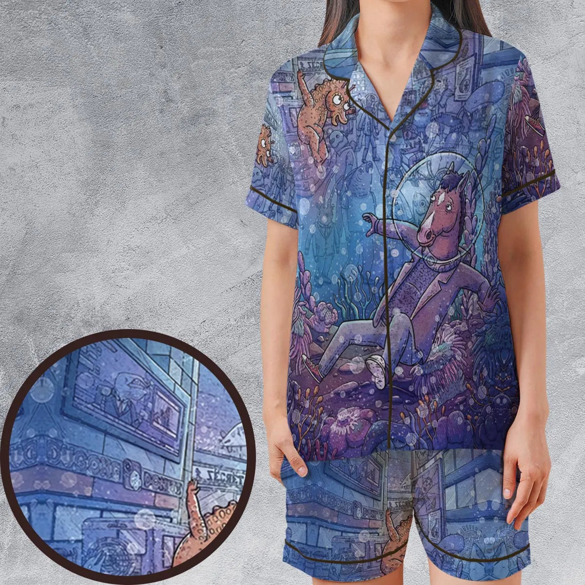 Satin Short-Sleeve Pajamas Set - 1VMVM7H3