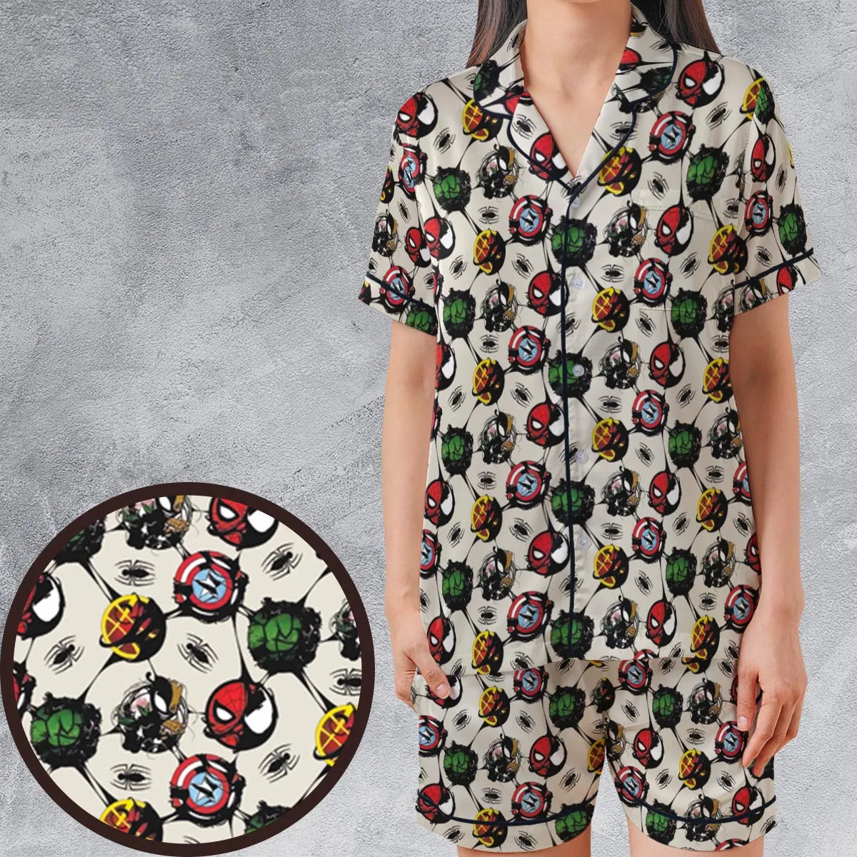 Satin Short-Sleeve Pajamas Set - 7XSZZU5T