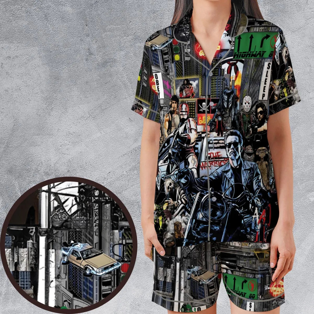 Satin Short-Sleeve Pajamas Set - MWZBVJYS