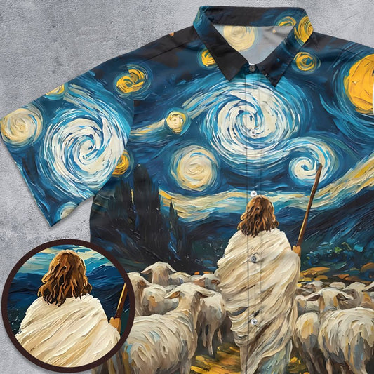 Shepherd Sheep Starry Night -  - 1