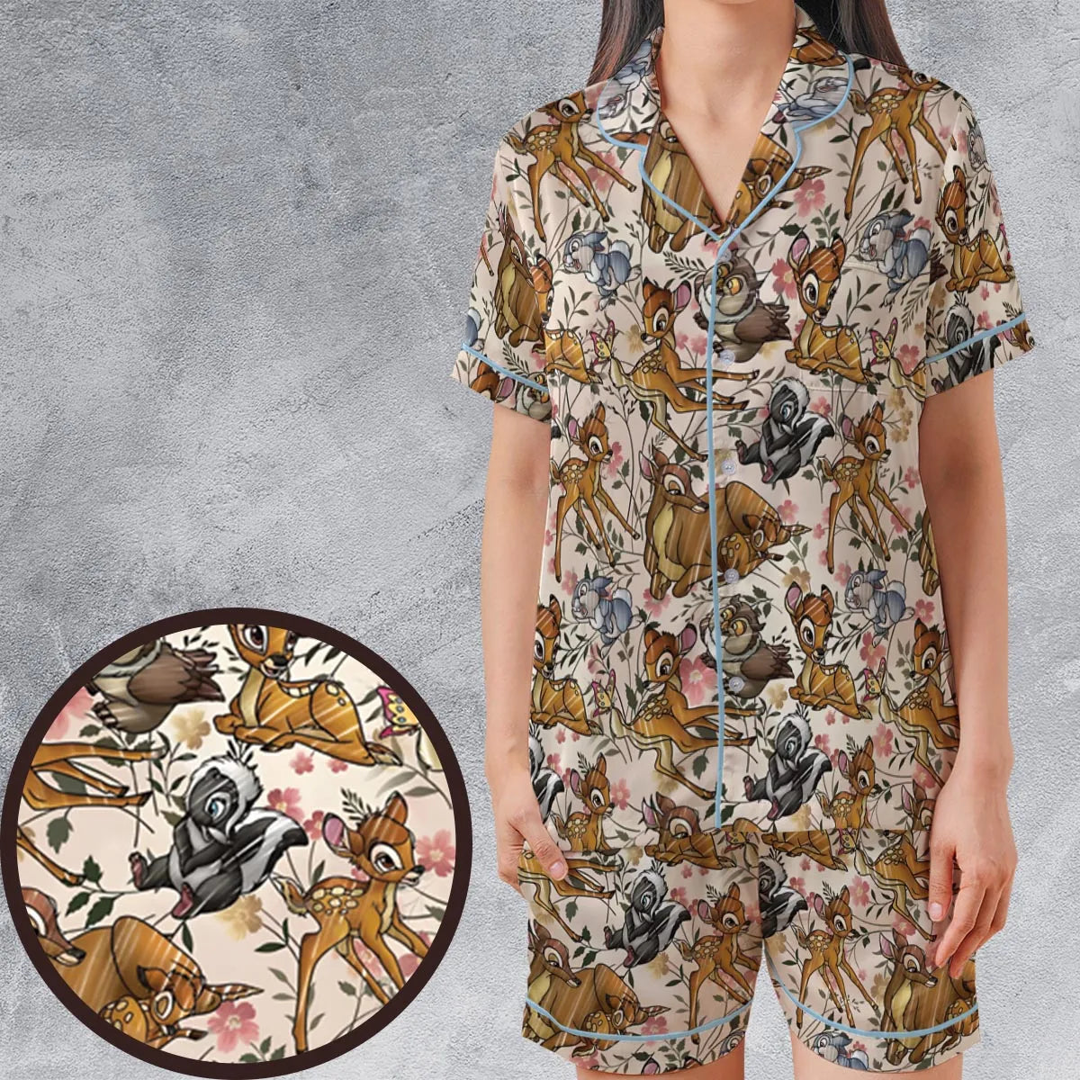 Satin Short-Sleeve Pajamas Set - 6X7EXWXN