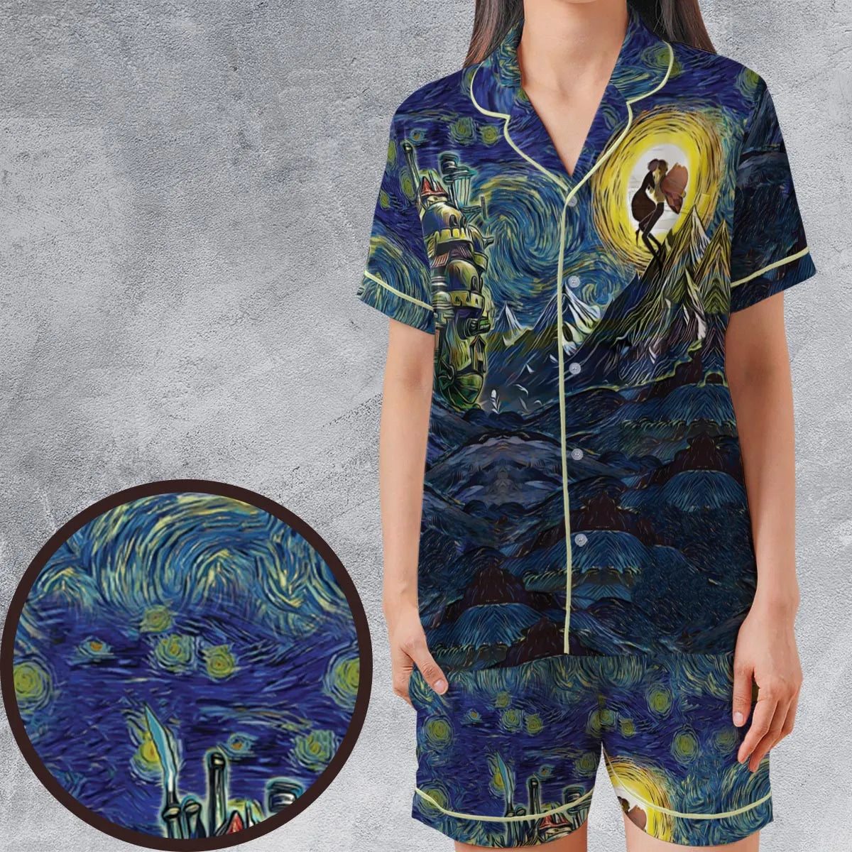 Satin Short-Sleeve Pajamas Set - ANJMW168