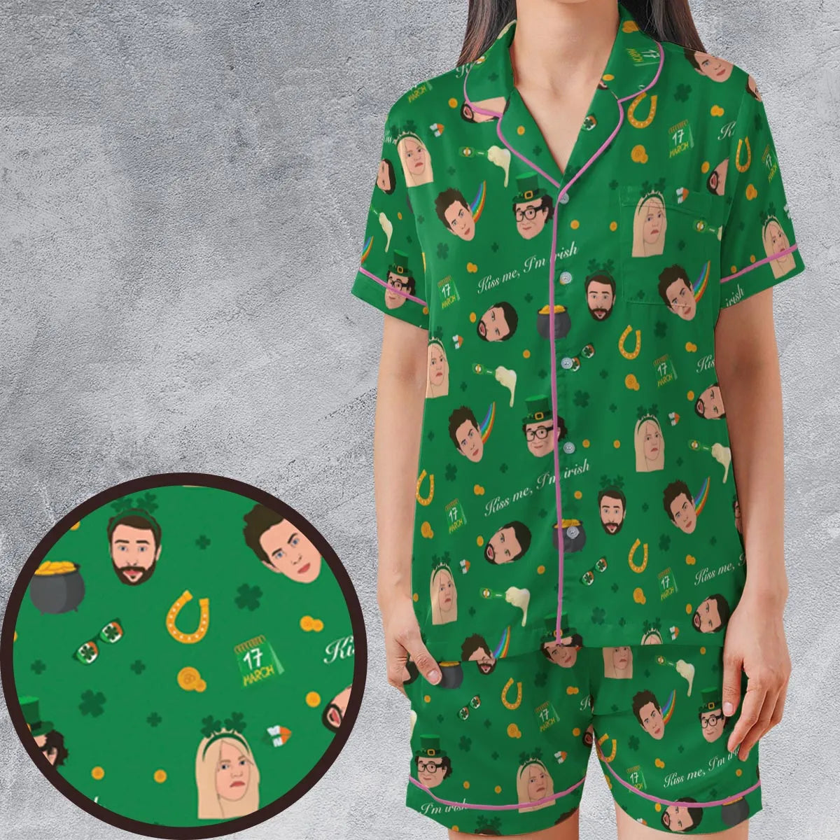 Satin Short-Sleeve Pajamas Set - DM68N692
