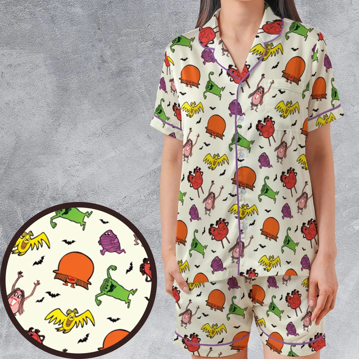 Satin Short-Sleeve Pajamas Set - 24FLGRVZ