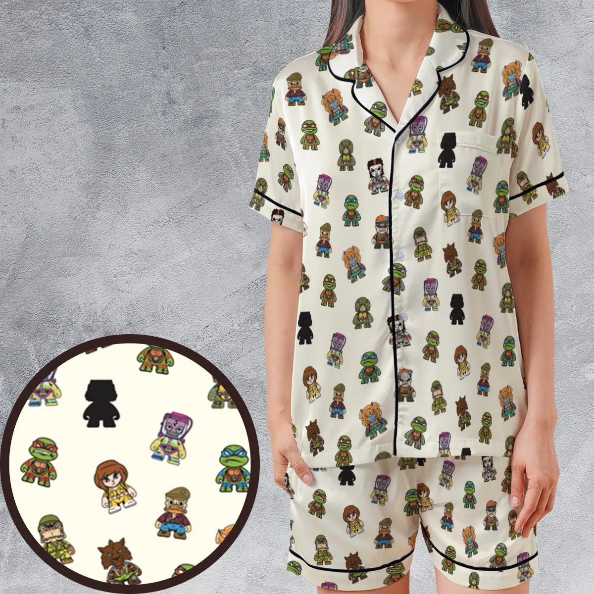 Satin Short-Sleeve Pajamas Set - 2WMM8D51