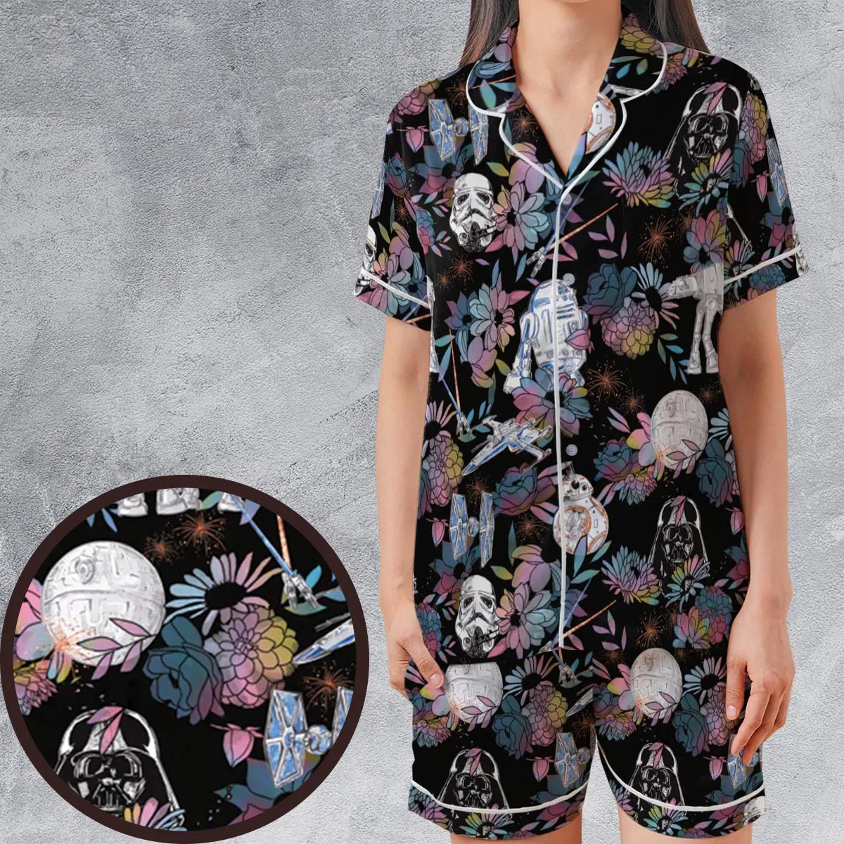 Satin Short-Sleeve Pajamas Set - YK854AQN