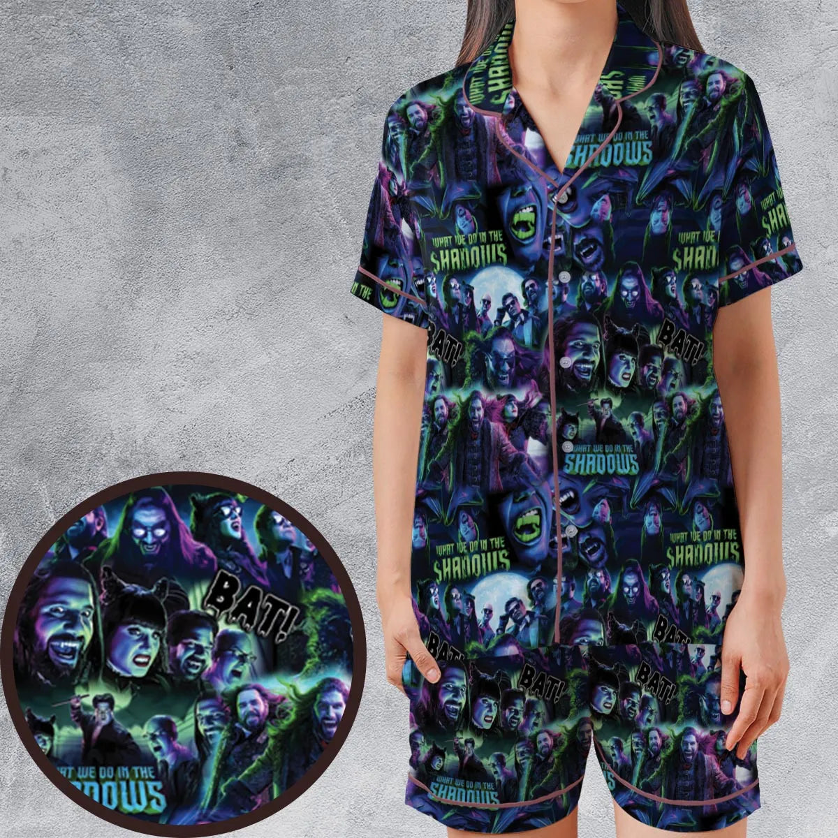 Satin Short-Sleeve Pajamas Set - KG4468ZM