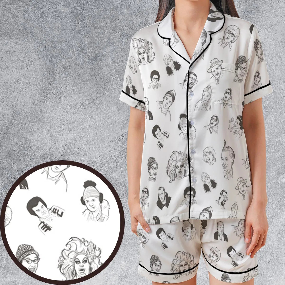 Satin Short-Sleeve Pajamas Set - HA5YSPUQ