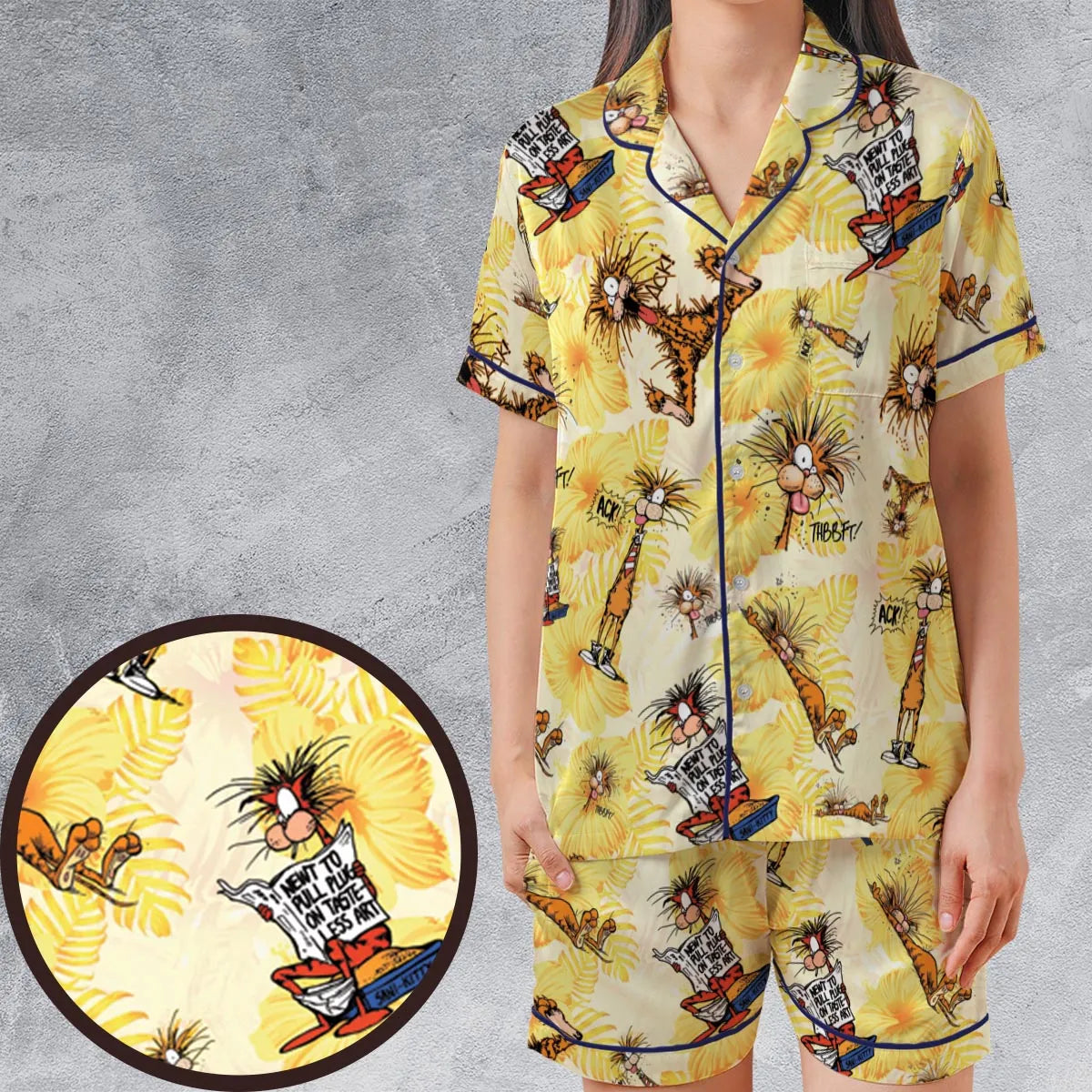Satin Short-Sleeve Pajamas Set - 3315EV63