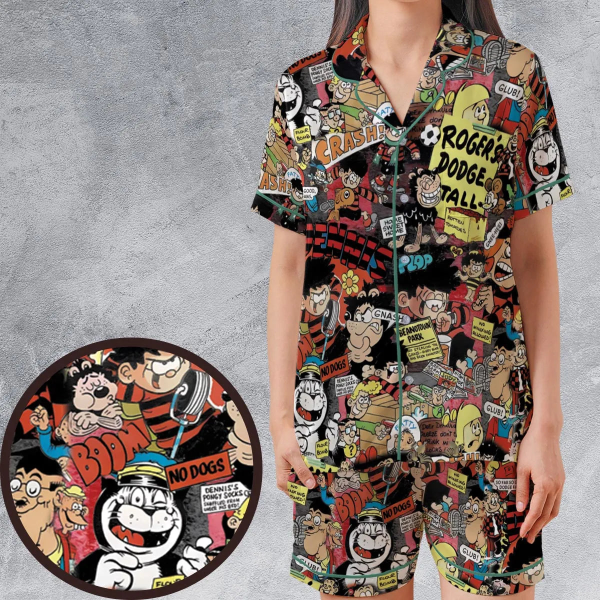 Satin Short-Sleeve Pajamas Set - PNVD5V7T
