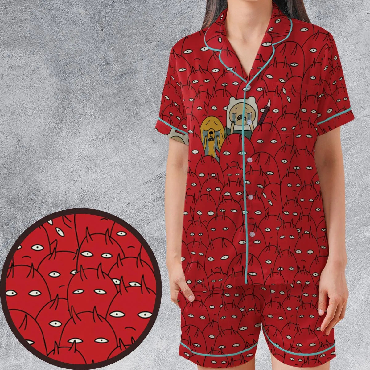 Satin Short-Sleeve Pajamas Set - 97FA33QX