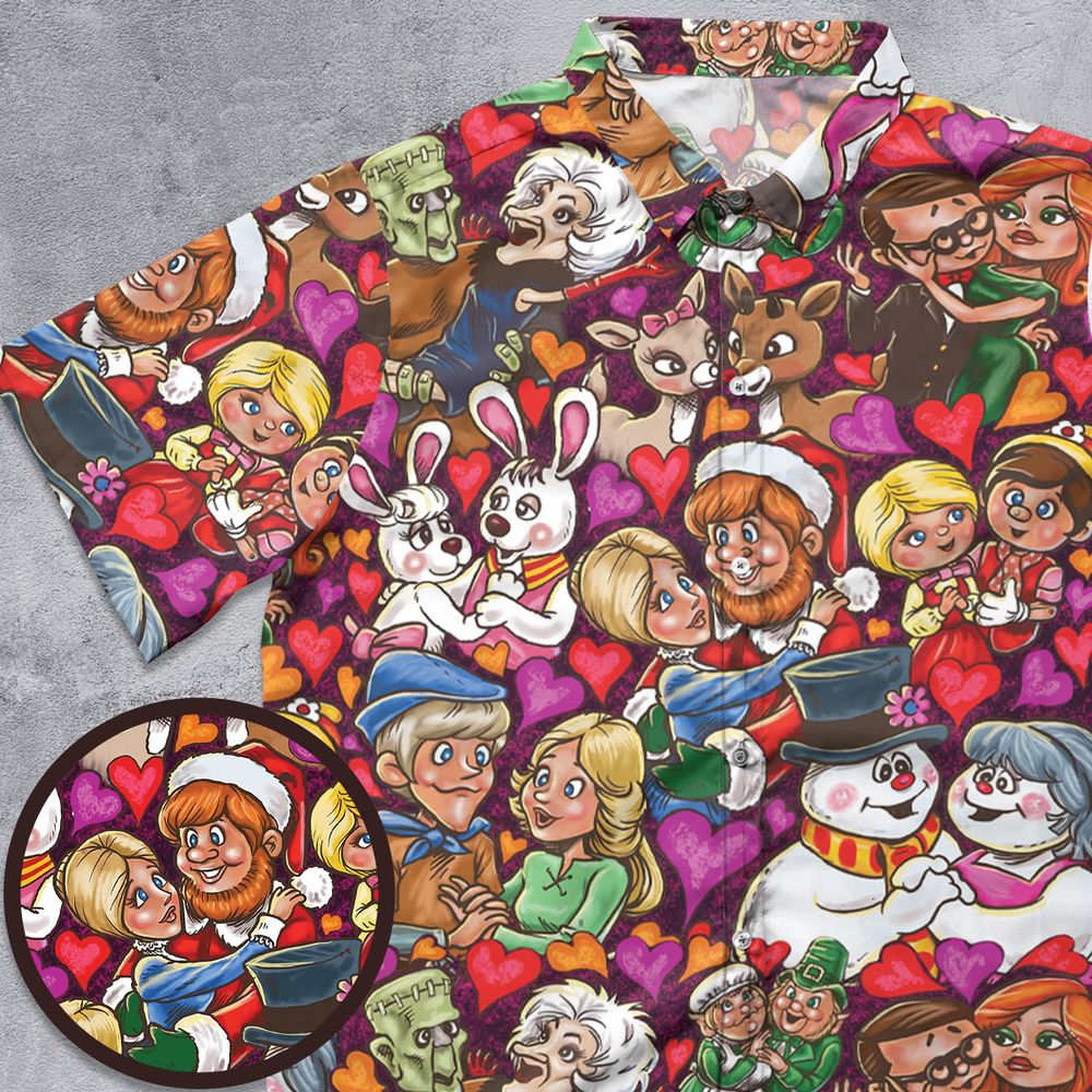Retro Christmas Cartoon Couples Love -  - 1