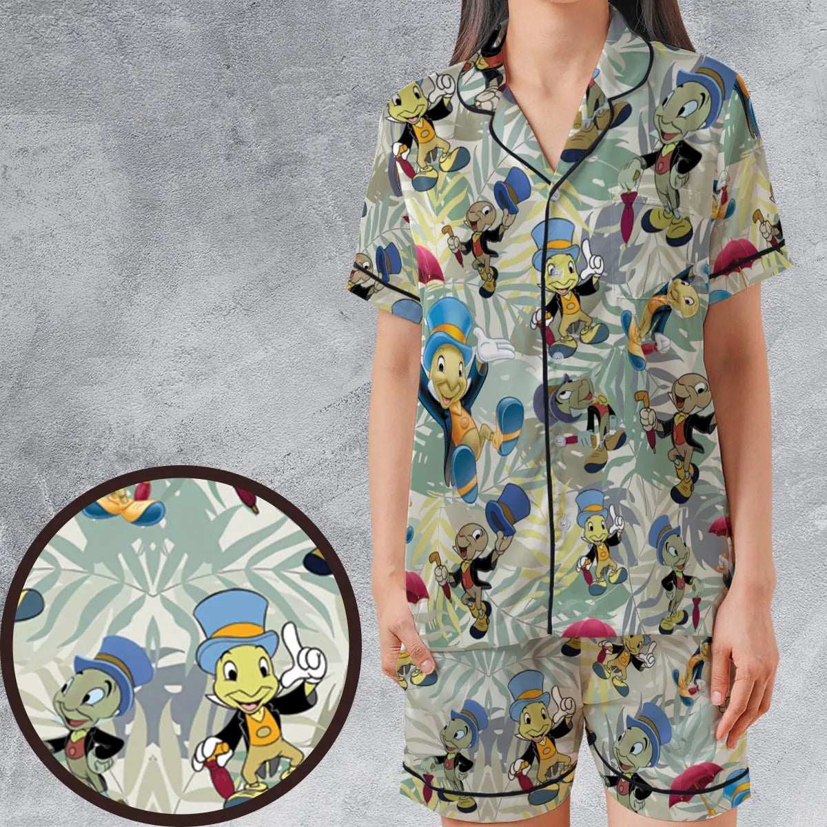 Satin Short-Sleeve Pajamas Set - T6YCJ3DC