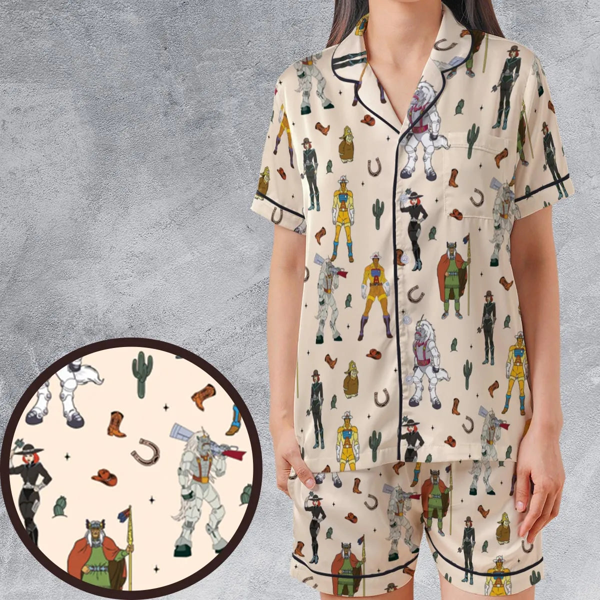 Satin Short-Sleeve Pajamas Set - WGY9QFMV